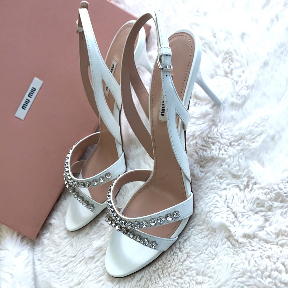 Brand New. Miu Miu White Patent Wave 41 Jewelled … - image 6